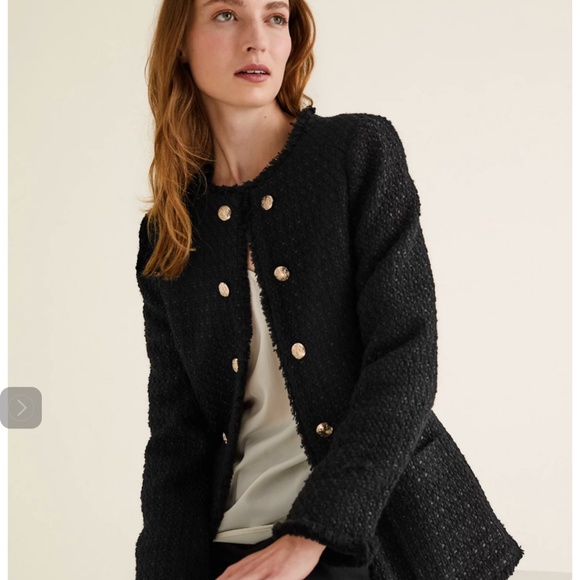 Marks & Spencer Smart Longline Tweed Blazer — Black (US 12) - Picture 3 of 4